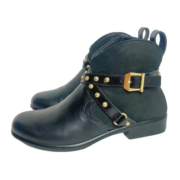 Naot Taku Black Leather Western Boots Gold Studs Aura Collection Size 37 - Picture 2 of 10